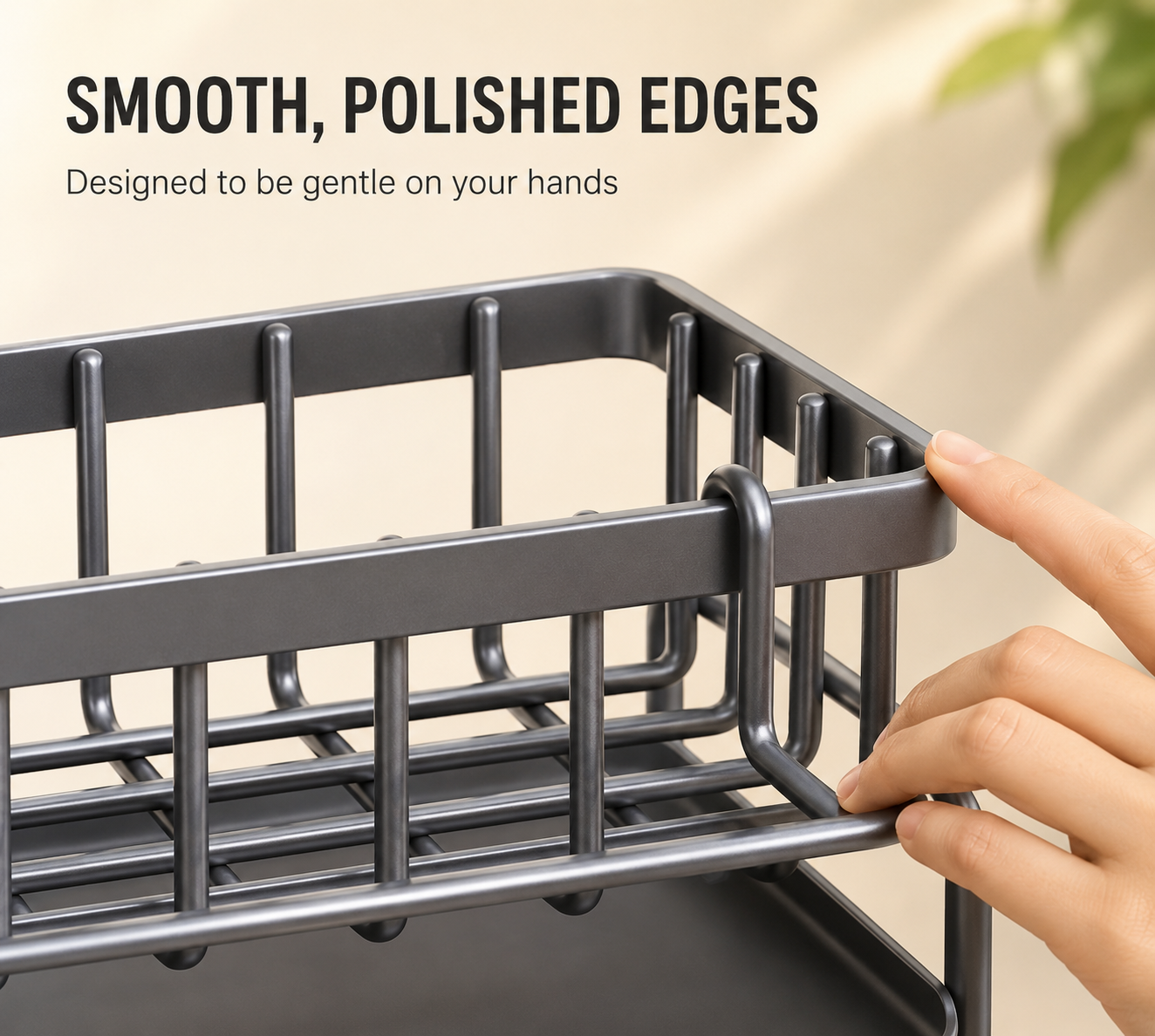 Rustproof Kitchen Sink Caddy Organizer with Drain Tray & Towel Bar – Space-Saving Metal Sponge Holder for Soap, Brushes & Kitchen Accessories