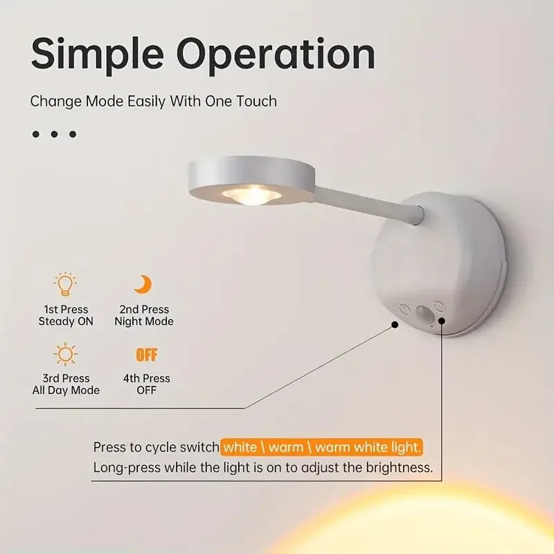 ✨ Wireless Motion Sensor Wall Light – Rechargeable LED Picture Spotlight with Remote & 3 Color Modes