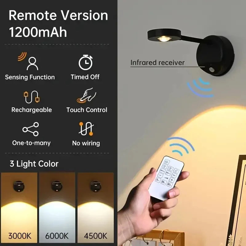 ✨ Wireless Motion Sensor Wall Light – Rechargeable LED Picture Spotlight with Remote & 3 Color Modes